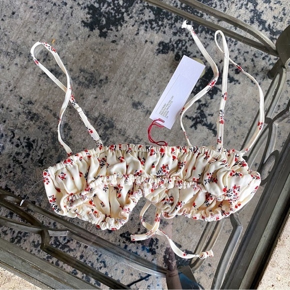 Ciao Lucia Top Guida Bralette Floral Cropped Ruched Crepe Beach Jardin XS NWT - Picture 6 of 6